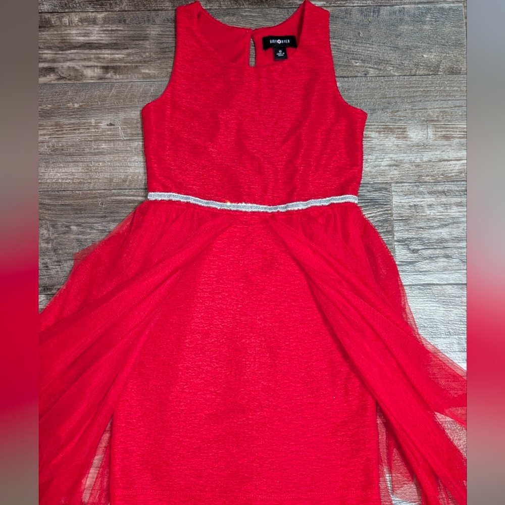 Amy Byer Red Girls Dress w/ Glittering Waistband - Sz 10 - Picture 7 of 8